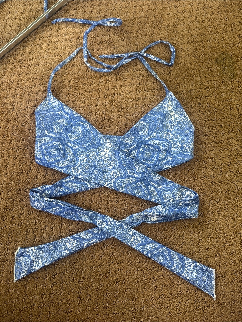 Blue Paisley Wrap Swim Top - Women